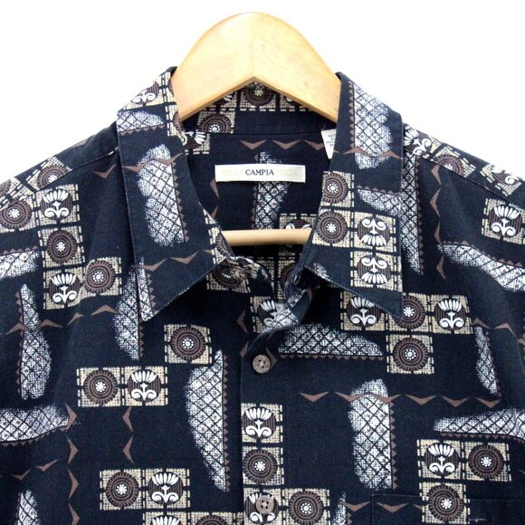 Vintage Moda Campia Moda Shirt Mens Black Button Down Geometrical Pattern XL 90s - Picture 5 of 9